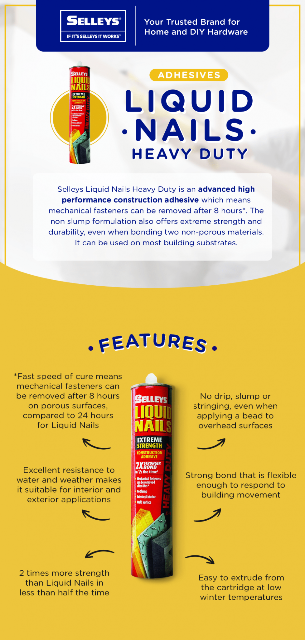 Buy Liquid Nails Heavy Duty Online at Selleys Singapore