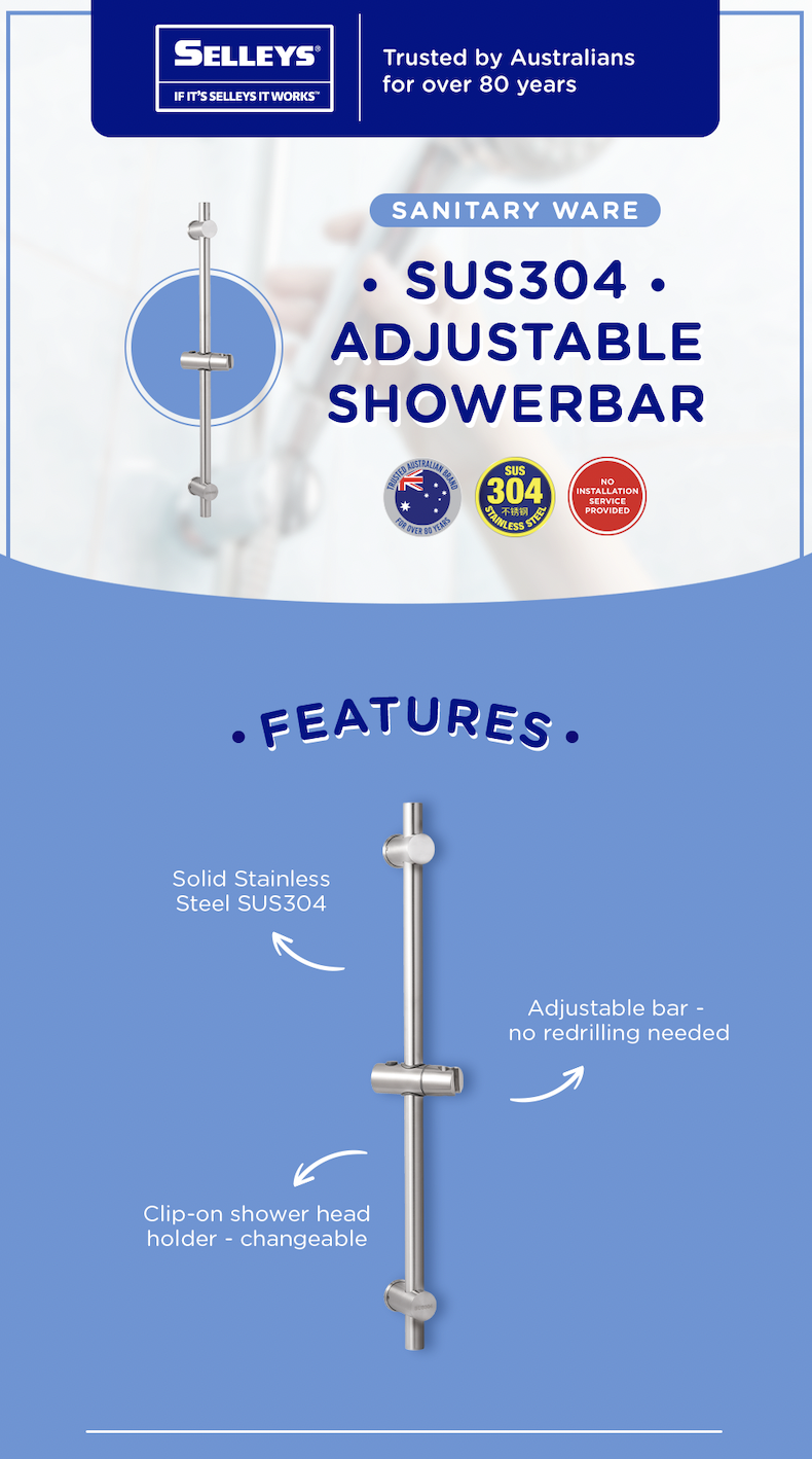 Buy SUS304 Adjustable Showerbar Online at Selleys Singapore
