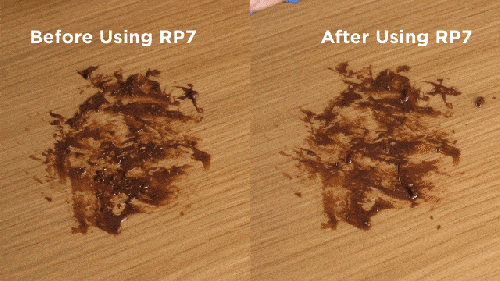 Before and after using Selleys RP7 on sticky residue