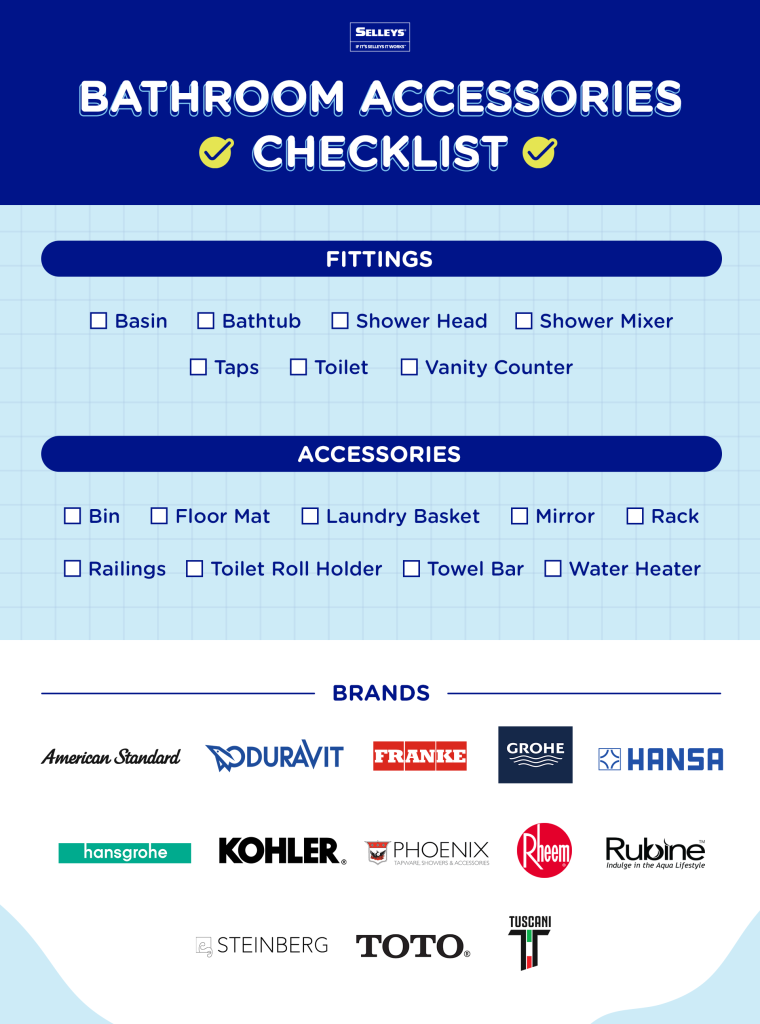 Checklist infographic of bathroom accessories
