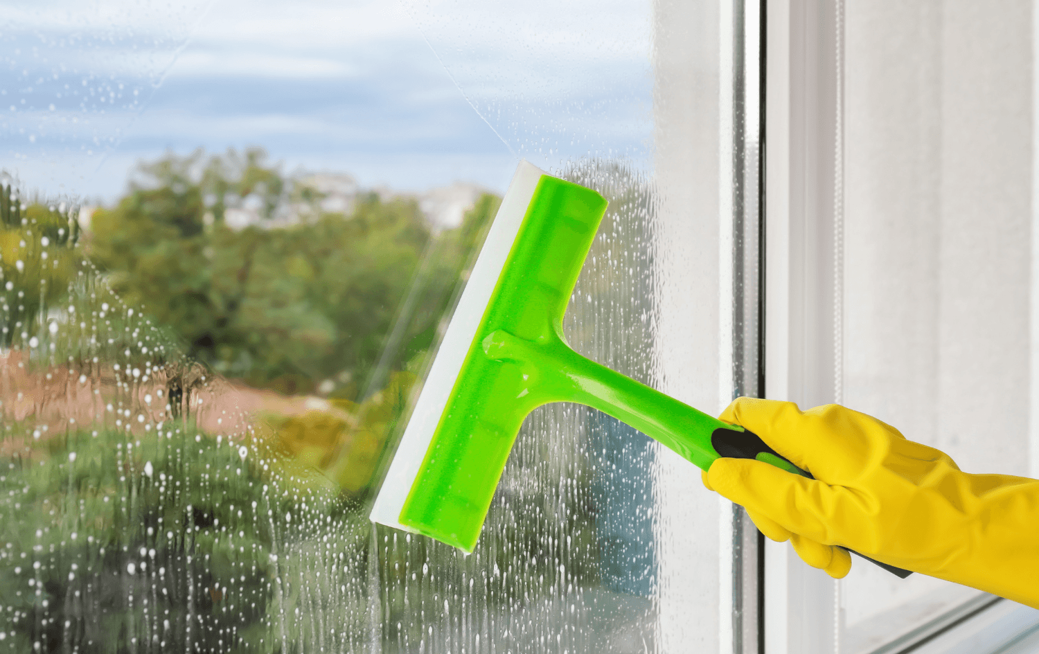 Cleaning Glass - Prepare a microfibre cloth and squeegee