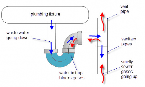 Infographic showing how a P-trap works