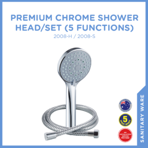 Premium Chrome Shower Head/Set - 5 Function